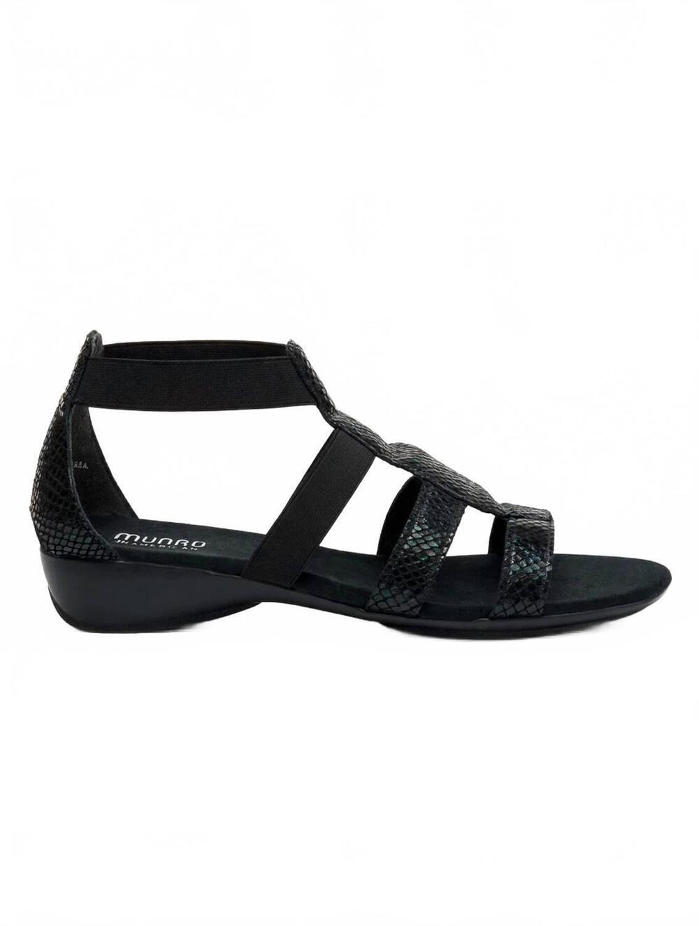 NEW MUNRO women's zena sandal in black petrol snake